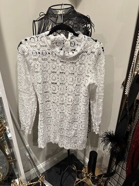 White Crochet Lace Long Sleeve Top